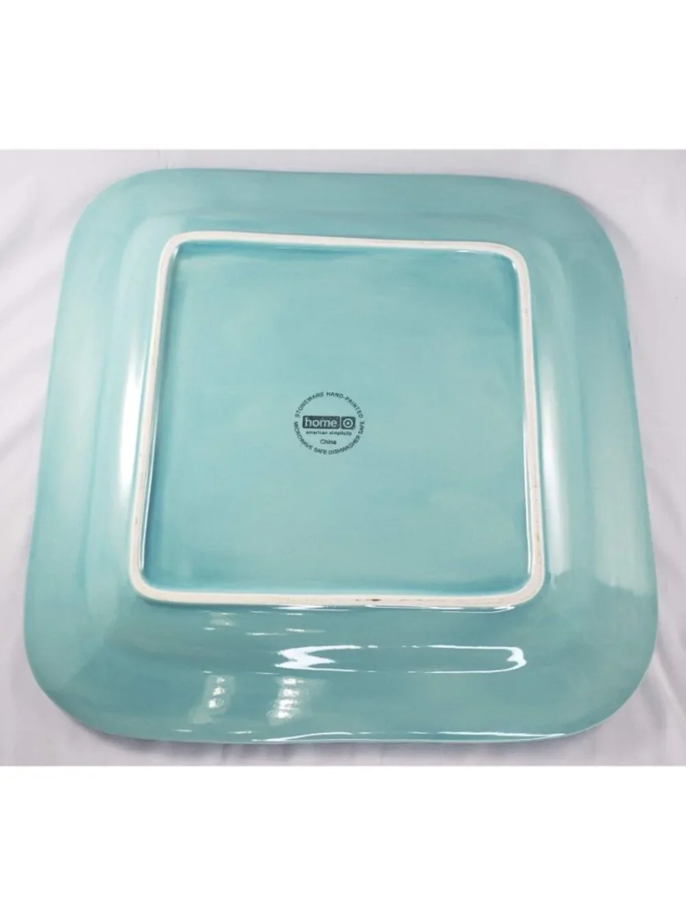 Home American Simplicity Turquoise Aqua Square Dinner Plates Set HTF